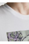 JACK & JONES JORFLOWER BRANDING TEE SS CREW NECK LN WHITE 12205874
