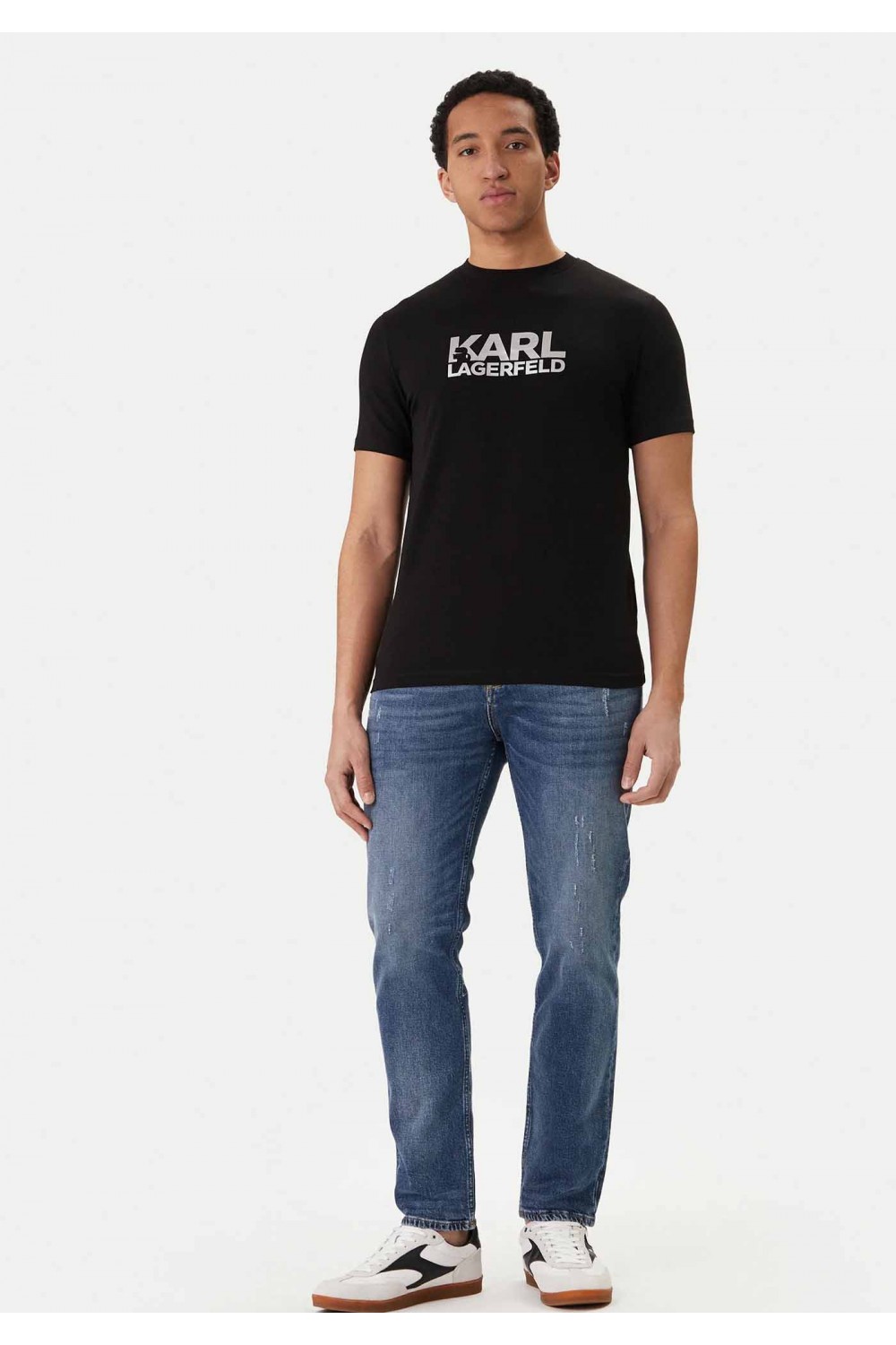 KARL LAGERFELD CREWNECK T-SHIRT LOGO BLACK-SILVER 755780-500235-910