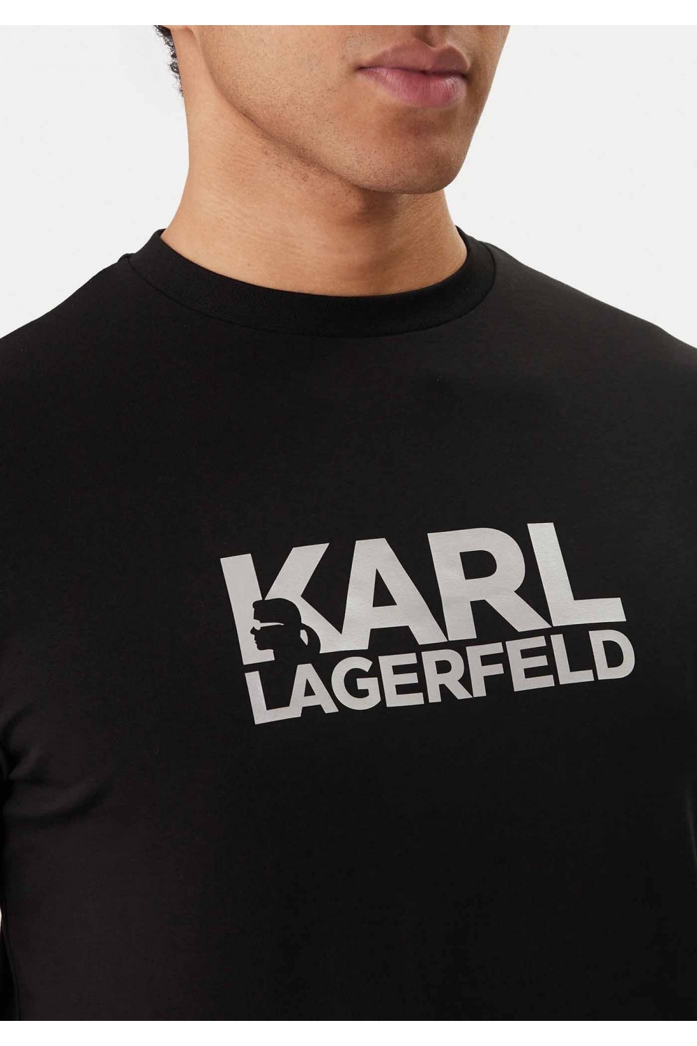 KARL LAGERFELD CREWNECK T-SHIRT LOGO BLACK-SILVER 755780-500235-910