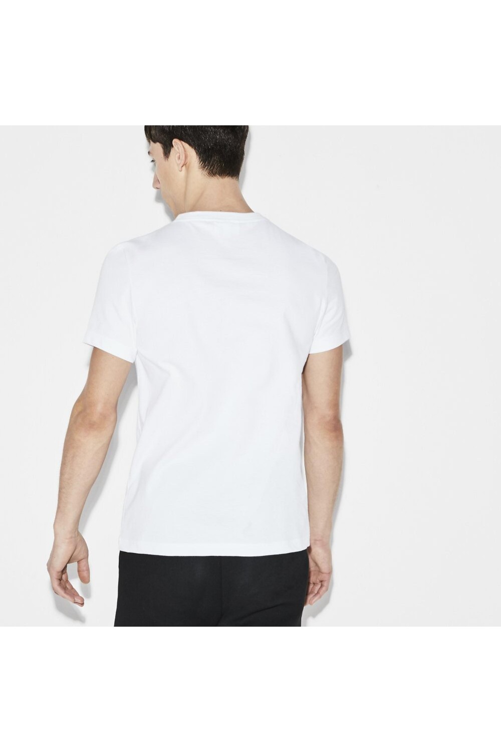 LACOSTE MEN'S LOGO T-SHIRT CREW NECK BLANC/NOIR TH3322-AU8