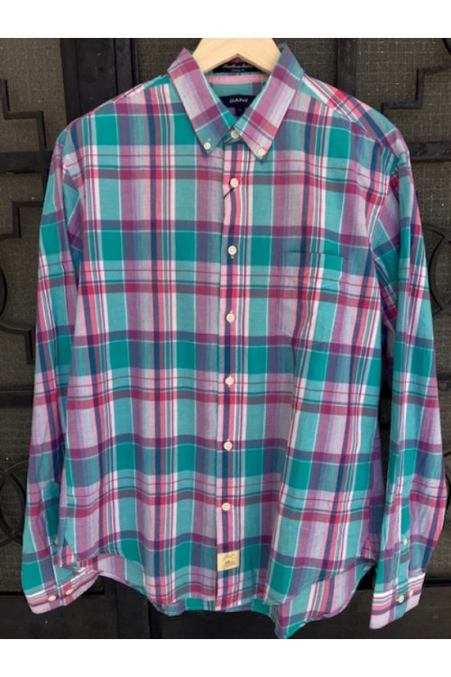 GANT SHIRT BLUE-WHITE-PINK RASPBERRY 354120-652