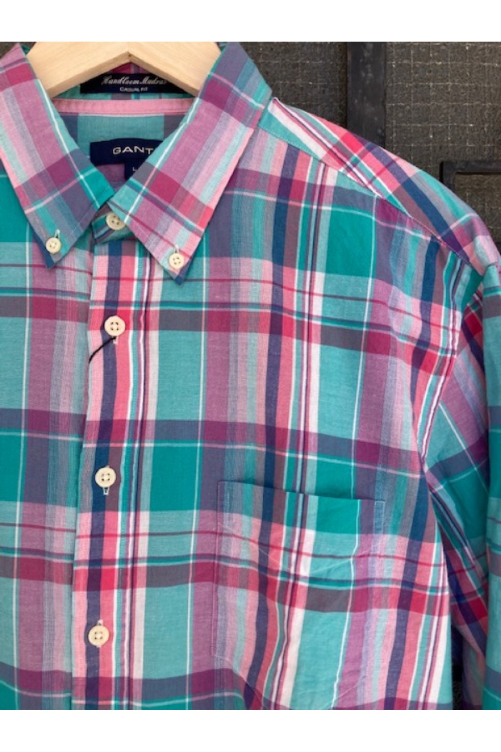 GANT SHIRT BLUE-WHITE-PINK RASPBERRY 354120-652