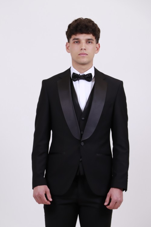 SUIT MEN SLIM FIT WITH VEST BLACK 7TK1197KC32