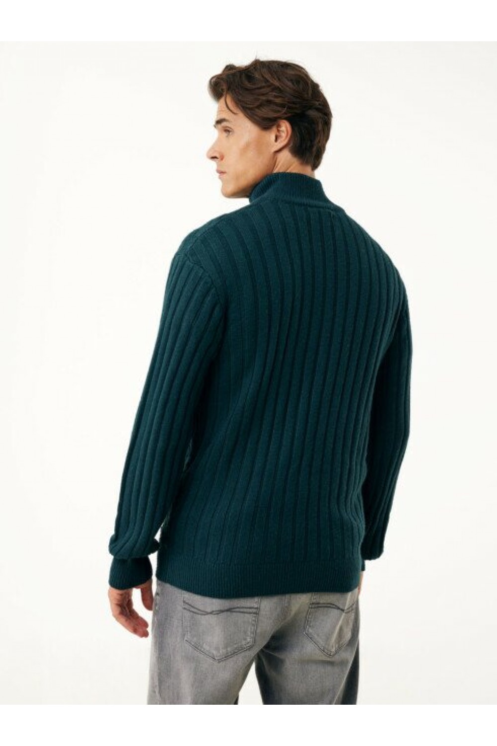 MEXX SWEATER KNITTED HALF ZIP PATCHWORK DEEP GREEN MF006604353M-194906 
