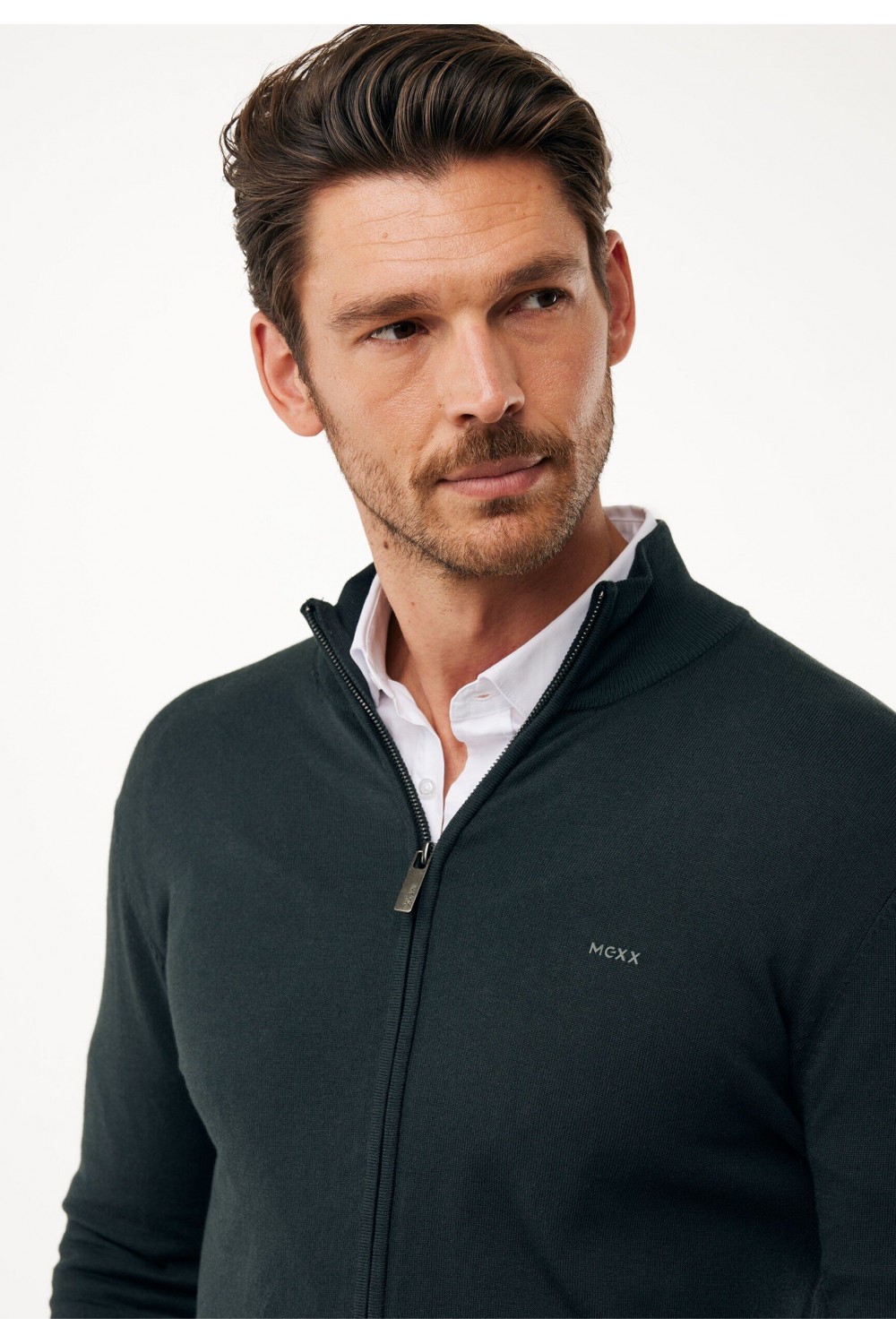 MEXX KNITTED SWEATER HERMON FULL ZIP DEEP GREEN MF006604453M-194906