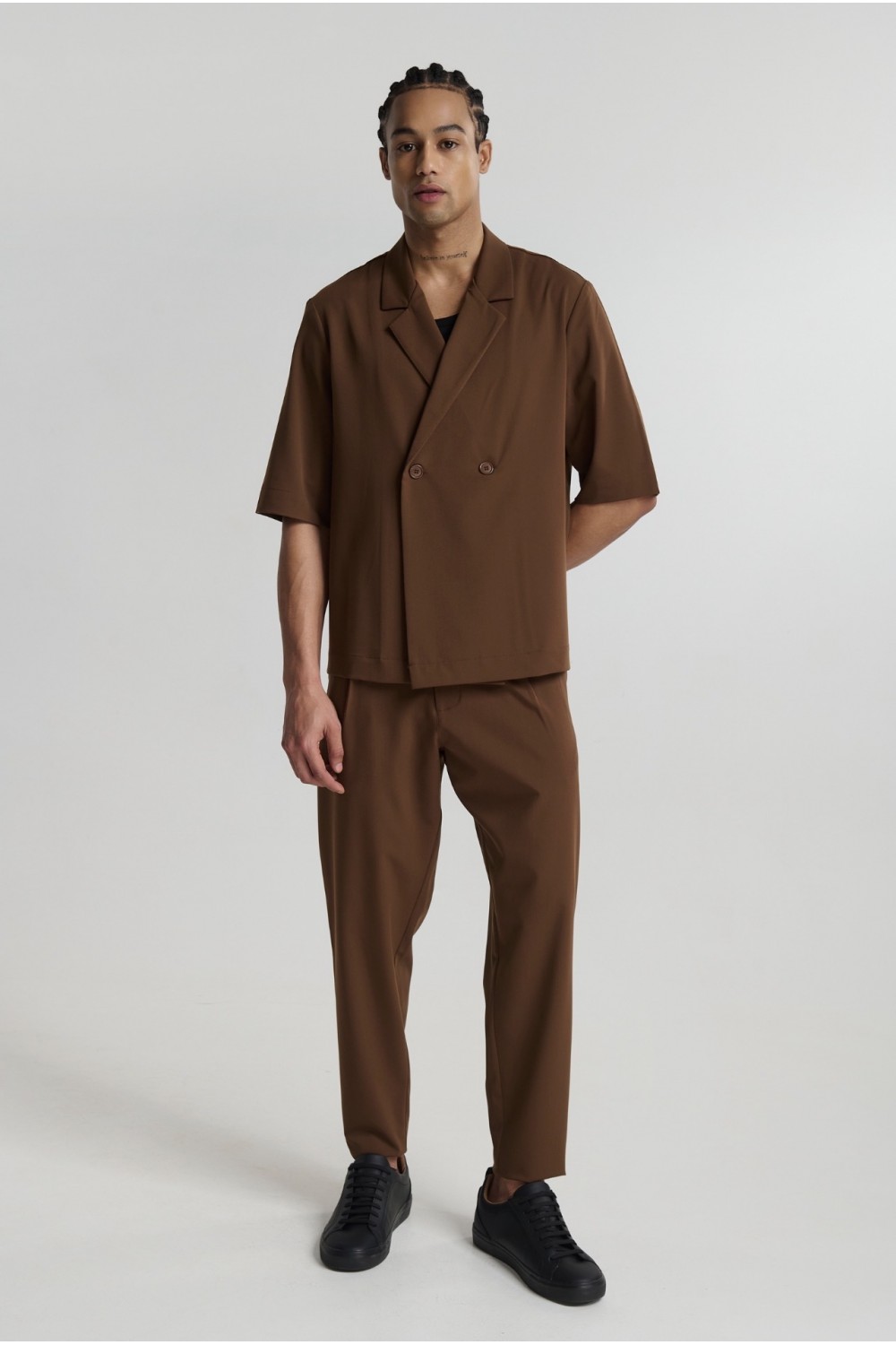 P/COC SET OVERSHIRT & PANTS BROWN P-2201