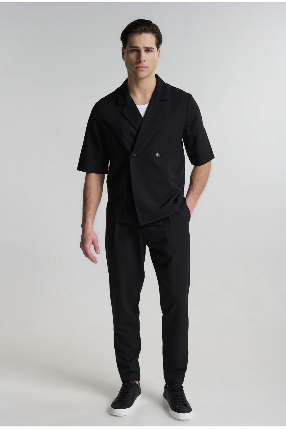 P/COC SET OVERSHIRT & PANTS BLACK P-2201