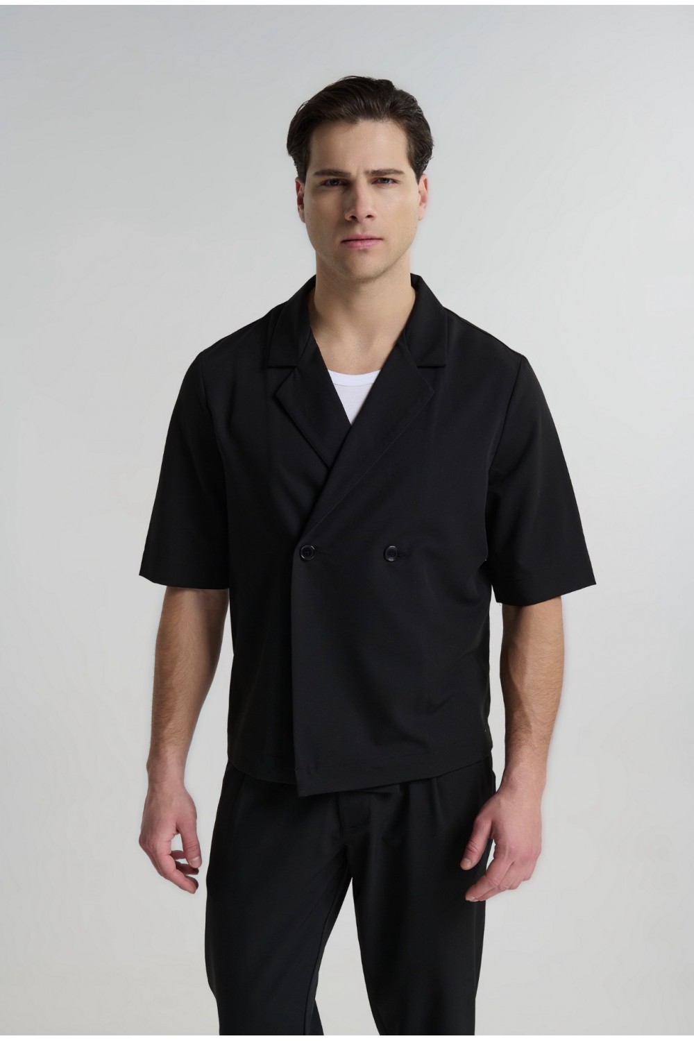 P/COC SET OVERSHIRT & PANTS BLACK P-2201