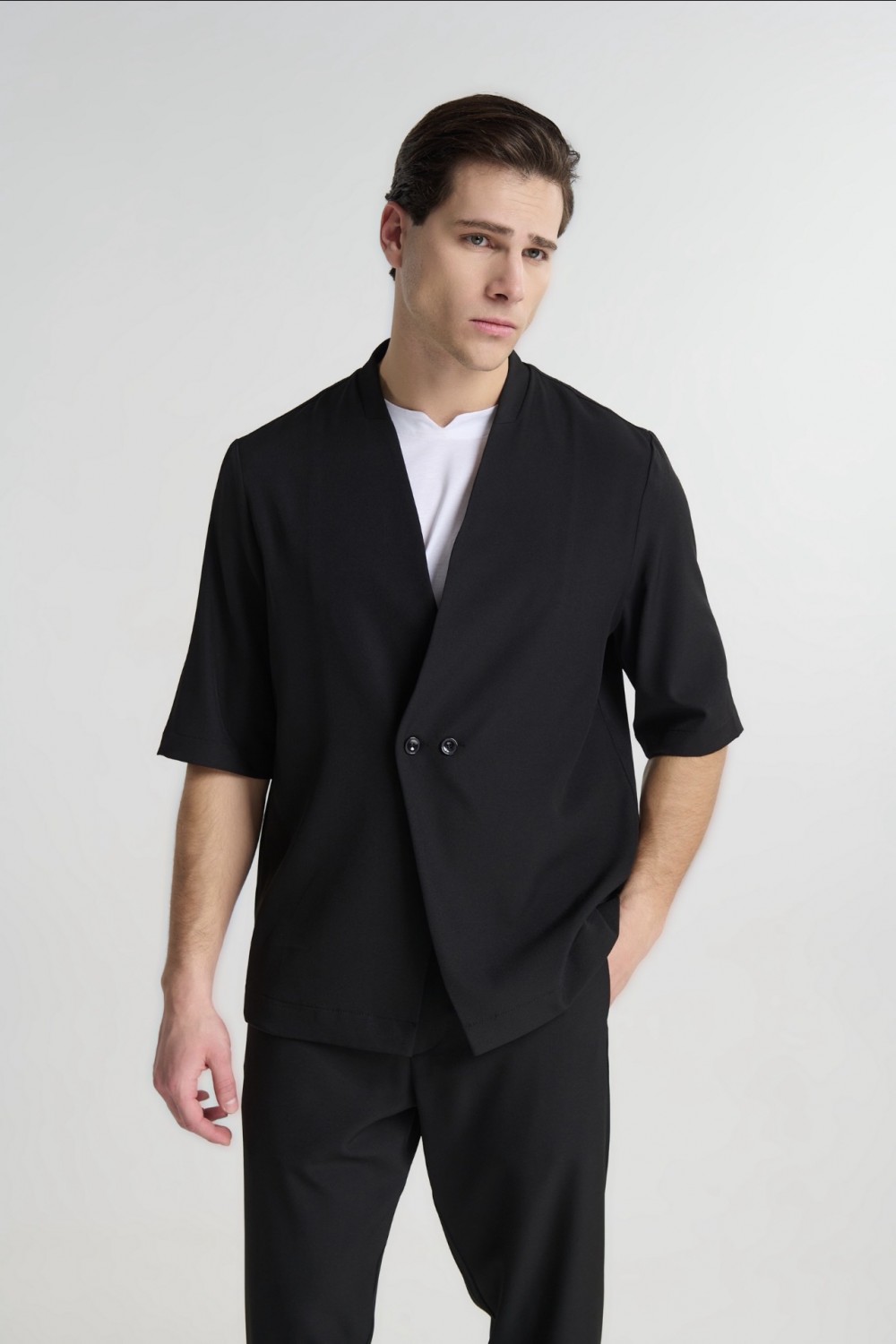 P/COC SET OVERSHIRT & PANTS BLACK P-2219