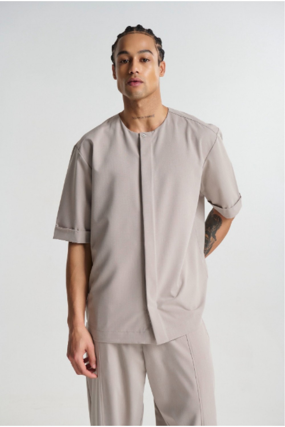 P/COC SET OVERSHIRT & PANTS BEIGE P-2214
