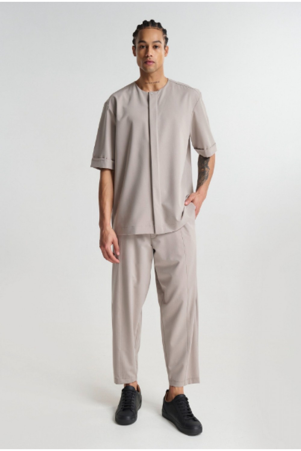 P/COC SET OVERSHIRT & PANTS BEIGE P-2214