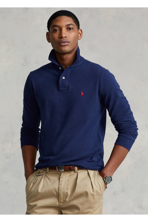 POLO RALPH LAUREN CUSTOM FIT MESH POLO SHIRT NAVY BLUE 710680790046