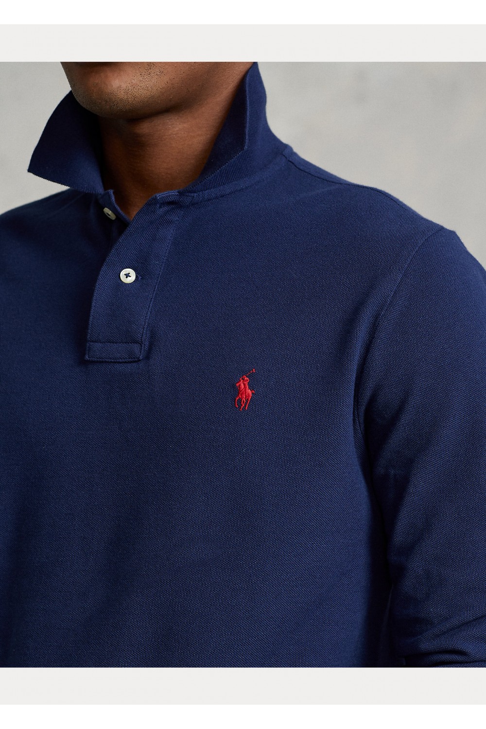 POLO RALPH LAUREN CUSTOM FIT MESH POLO SHIRT NAVY BLUE 710680790046