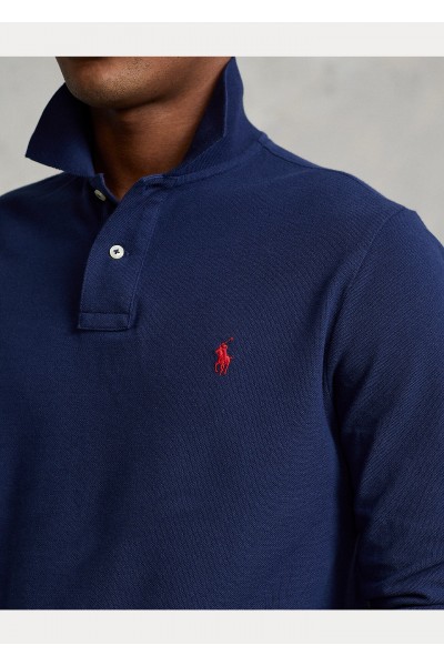 POLO RALPH LAUREN CUSTOM FIT MESH POLO SHIRT NAVY BLUE 710680790046