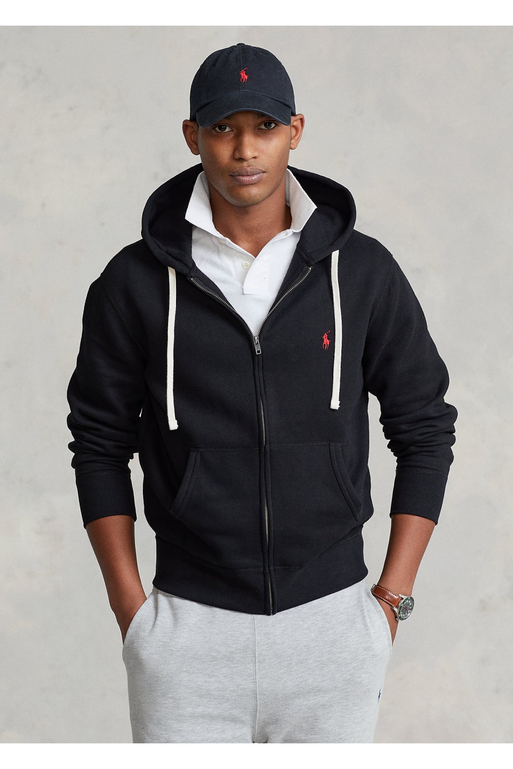 POLO RALPH LAUREN FLEECE HOODIE JACKET BLACK 710813297001