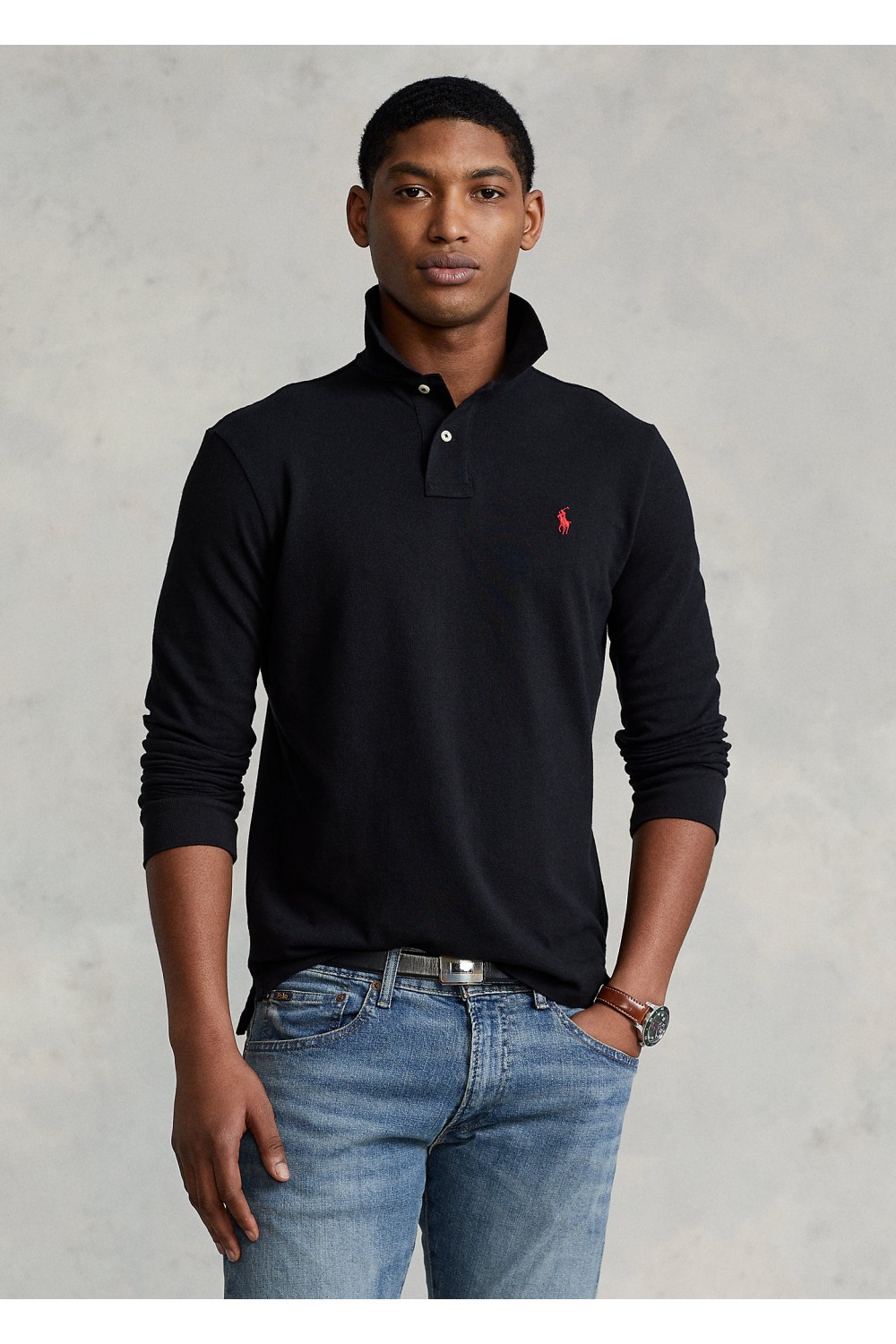 POLO RALPH LAUREN CUSTOM FIT MESH POLO BLACK 710680790045