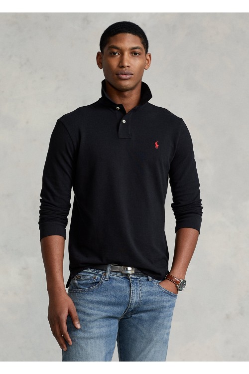 POLO RALPH LAUREN CUSTOM FIT MESH POLO BLACK 710680790045
