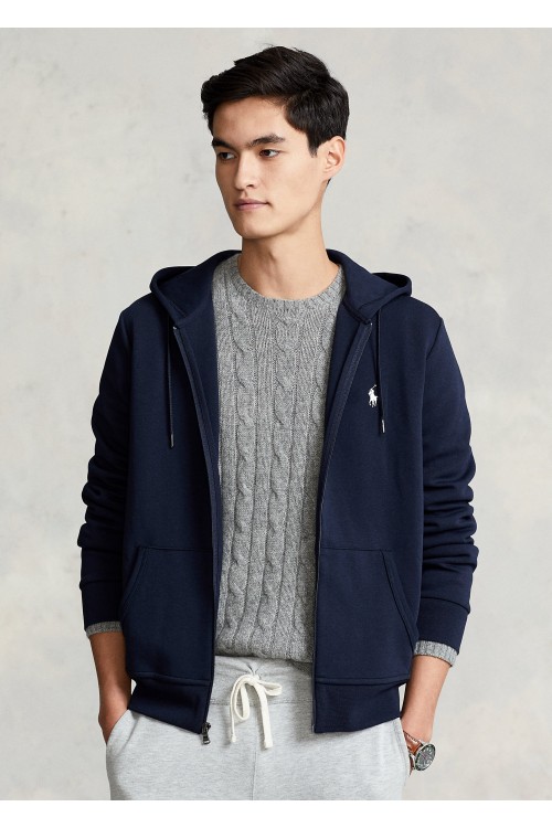 POLO RALPH LAUREN DOUBLE KNIT FULL ZIP HOODIE AVIATOR NAVY 710888282002