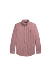 POLO RALPH LAUREN CUSTOM FIT STRETCH POPLIN SHIRT WINE-WHITE 710929347020