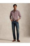 POLO RALPH LAUREN CUSTOM FIT STRETCH POPLIN SHIRT WINE-WHITE 710929347020