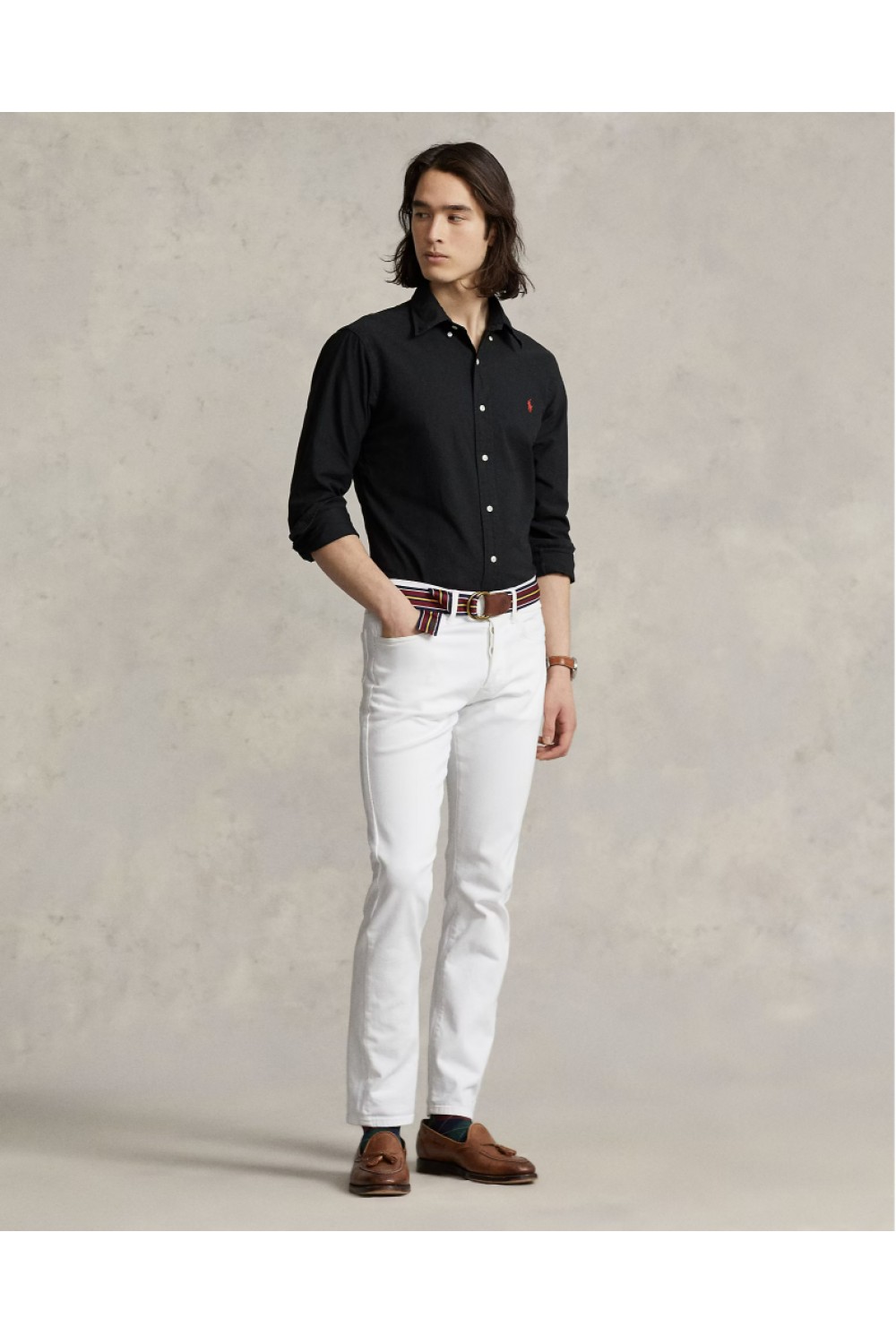 POLO RALPH LAUREN CUSTOM FIT GARMENT-DYED OXFORD BLACK 710772290001