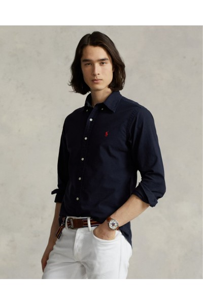 POLO RALPH LAUREN CUSTOM FIT GARMENT-DYED OXFORD SHIRT NAVY 710772290002