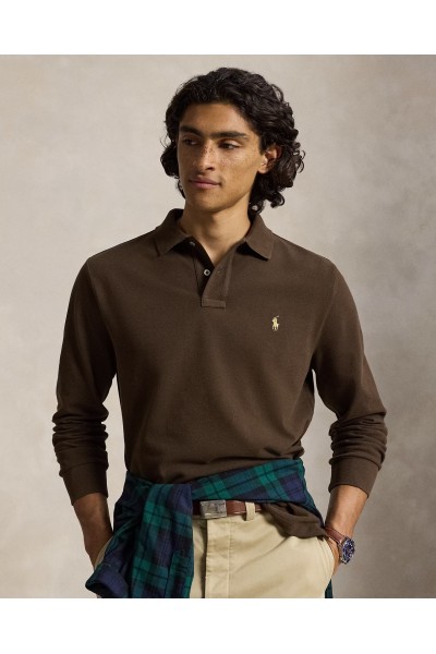 POLO RALPH LAUREN CUSTOM FIT MESH POLO BROWN 710680790503
