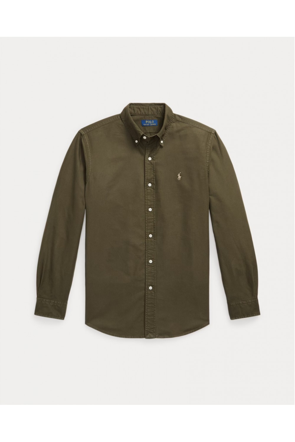 POLO RALPH LAUREN CUSTOM FIT GARMENT-DYED OXFORD SHIRT COMPANY OLIVE 710805564520