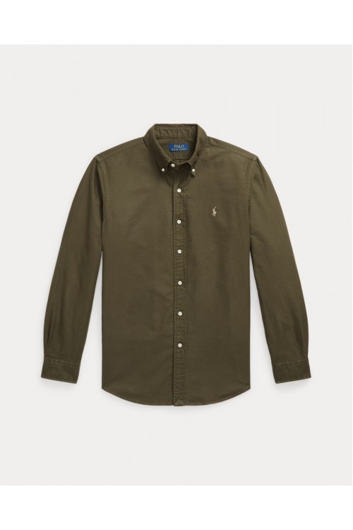 POLO RALPH LAUREN CUSTOM FIT GARMENT-DYED OXFORD SHIRT COMPANY OLIVE 710805564520