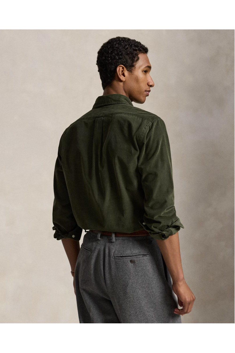POLO RALPH LAUREN CUSTOM FIT CORDUROY SHIRT OLIVE 710853123502