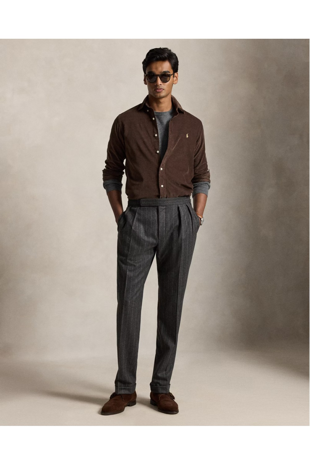 POLO RALPH LAUREN CUSTOM FIT CORDUROY SHIRT OLIVE 710853123503