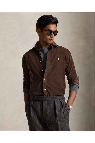 POLO RALPH LAUREN CUSTOM FIT CORDUROY SHIRT OLIVE 710853123503