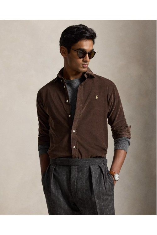 POLO RALPH LAUREN CUSTOM FIT CORDUROY SHIRT OLIVE 710853123503