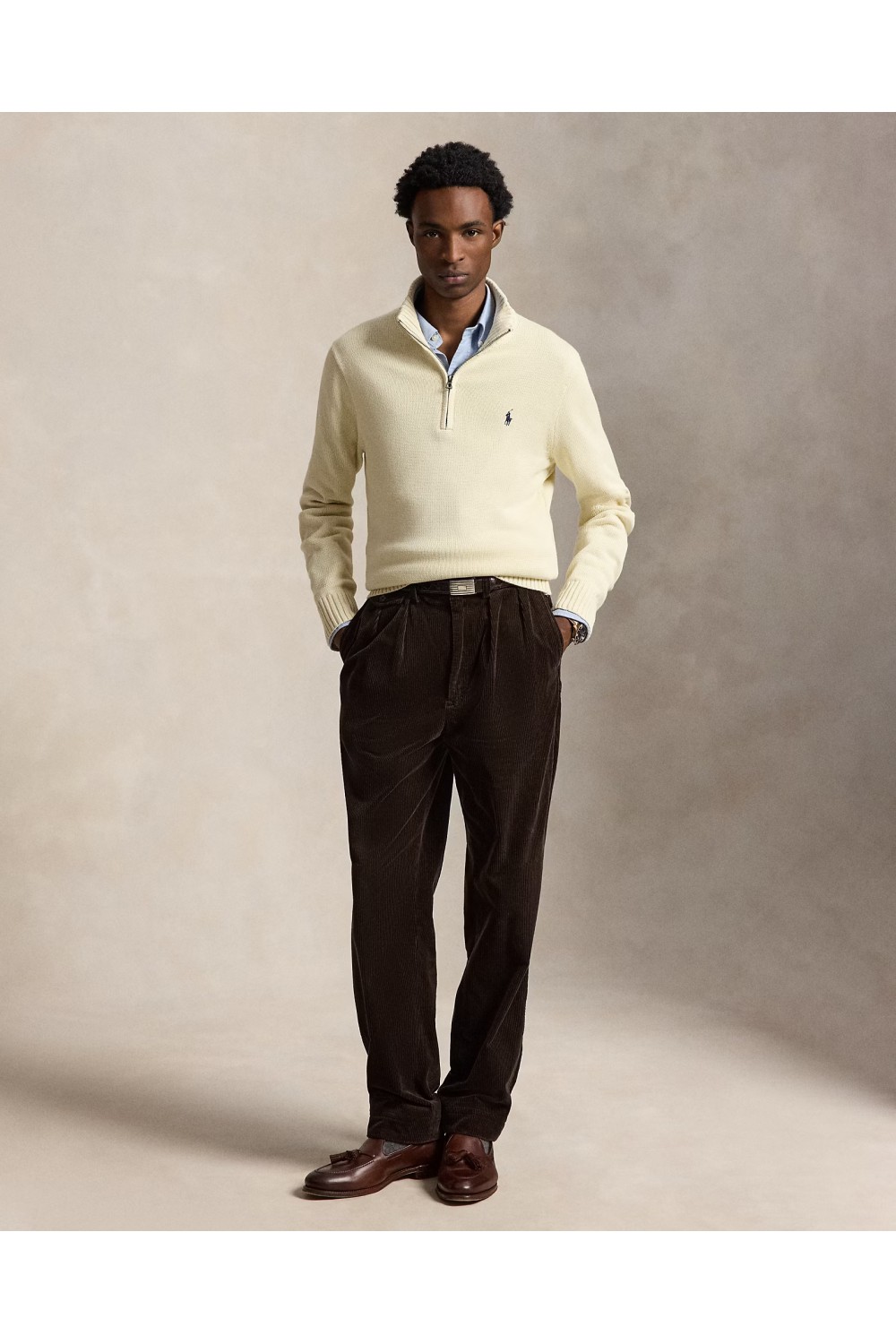 POLO RALPH LAUREN QUARTER-ZIP COTTON MOCKNECK JUMPER 710859939503