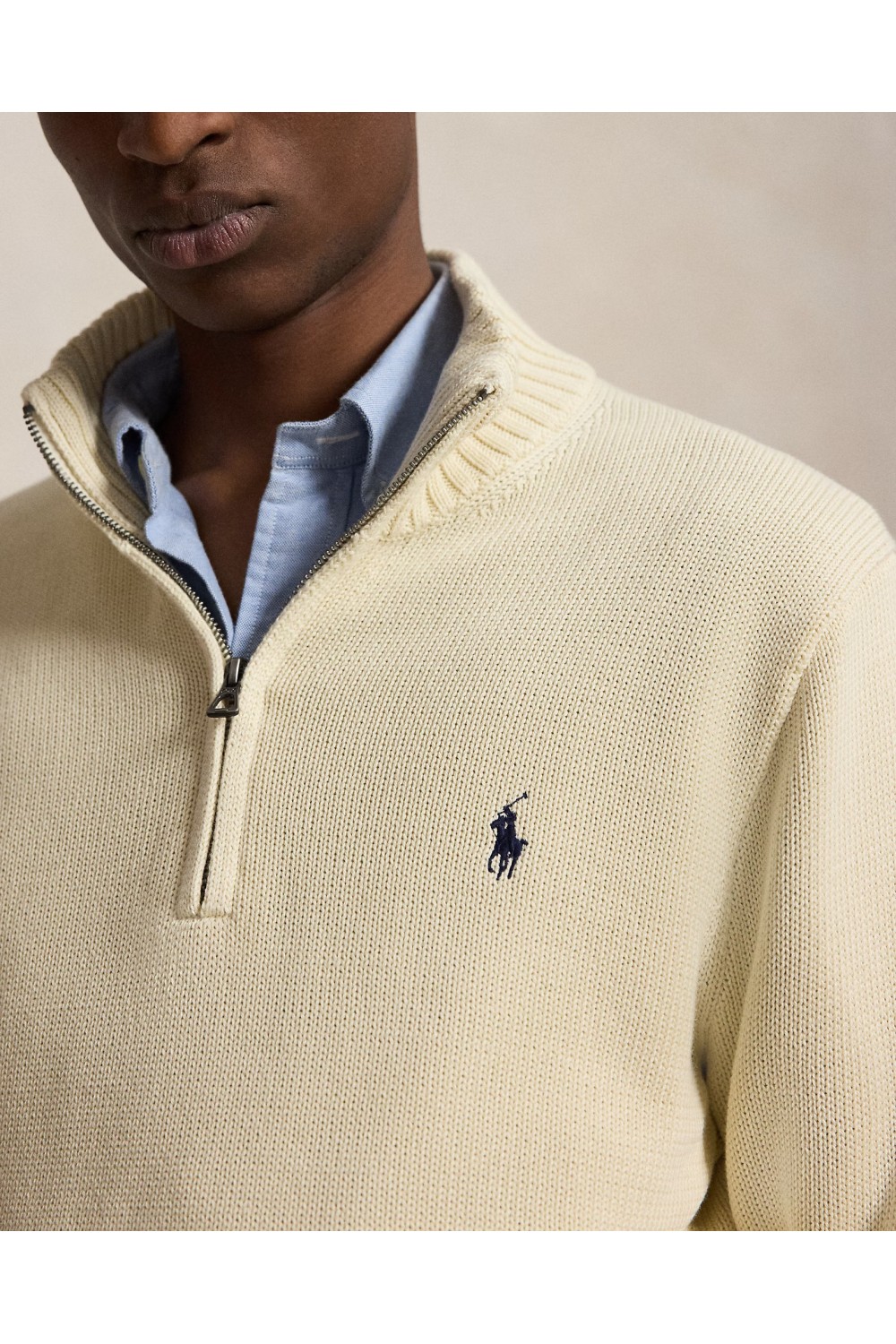 POLO RALPH LAUREN QUARTER-ZIP COTTON MOCKNECK JUMPER 710859939503