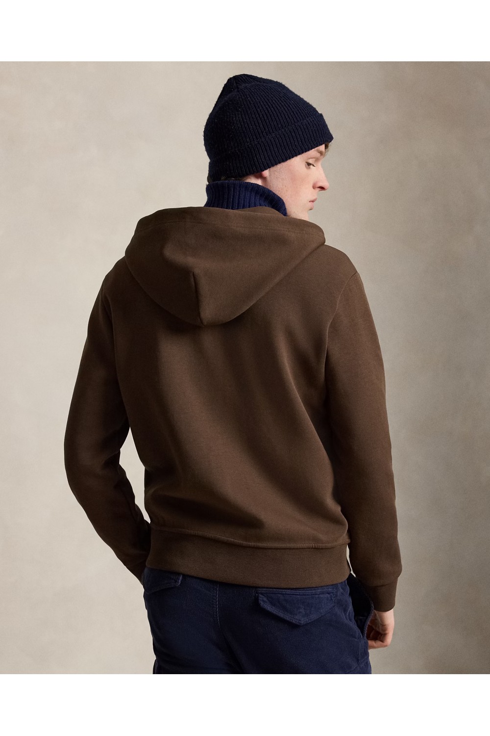POLO RALPH LAUREN DOUBLE-KNIT FULL-ZIP HOODIE BROWN 710881517506