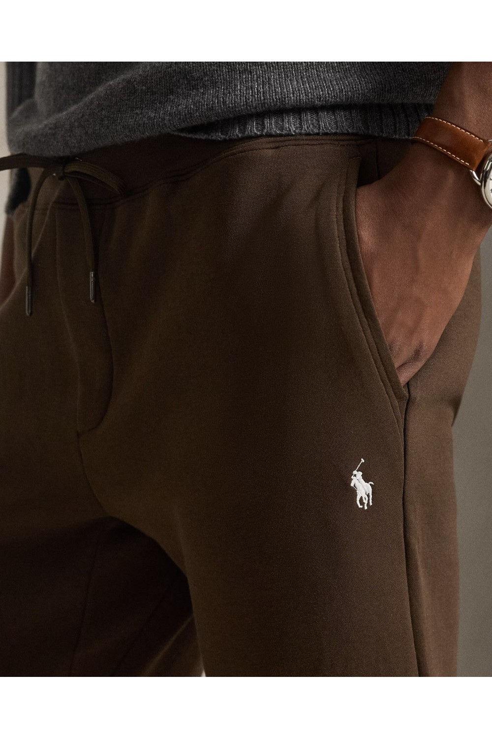 POLO RALPH LAUREN DOUBLE-KNIT JOGGING BOTTOMS BROWN 710881518504