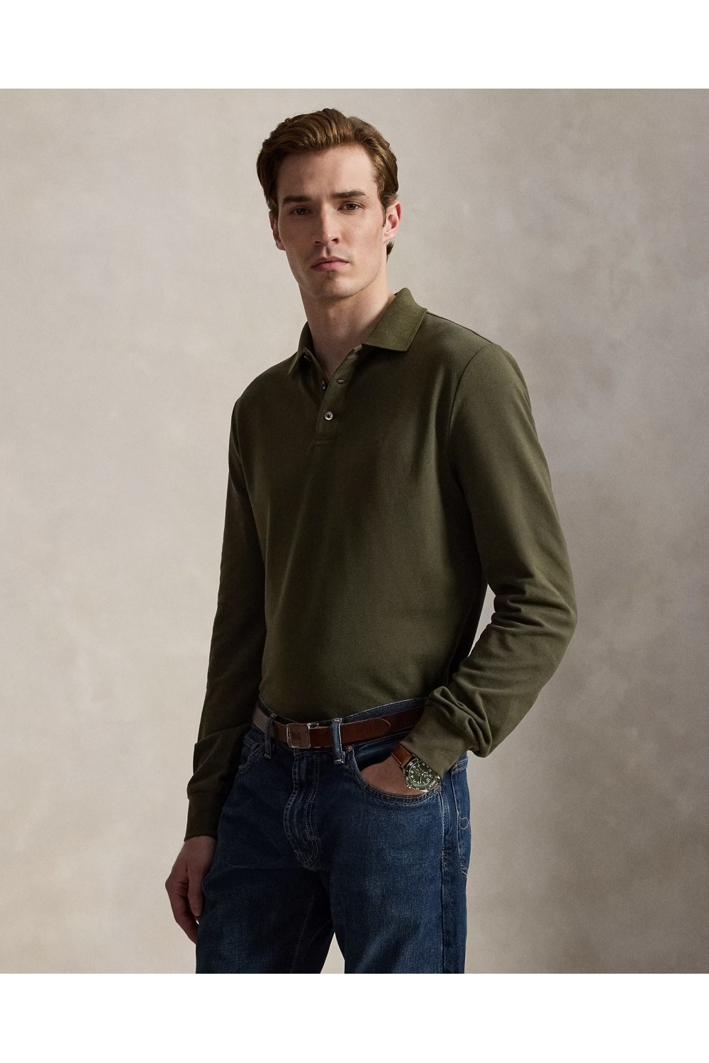 POLO RALPH LAUREN CUSTOM FIT MESH POLO OLIVE 710955081503