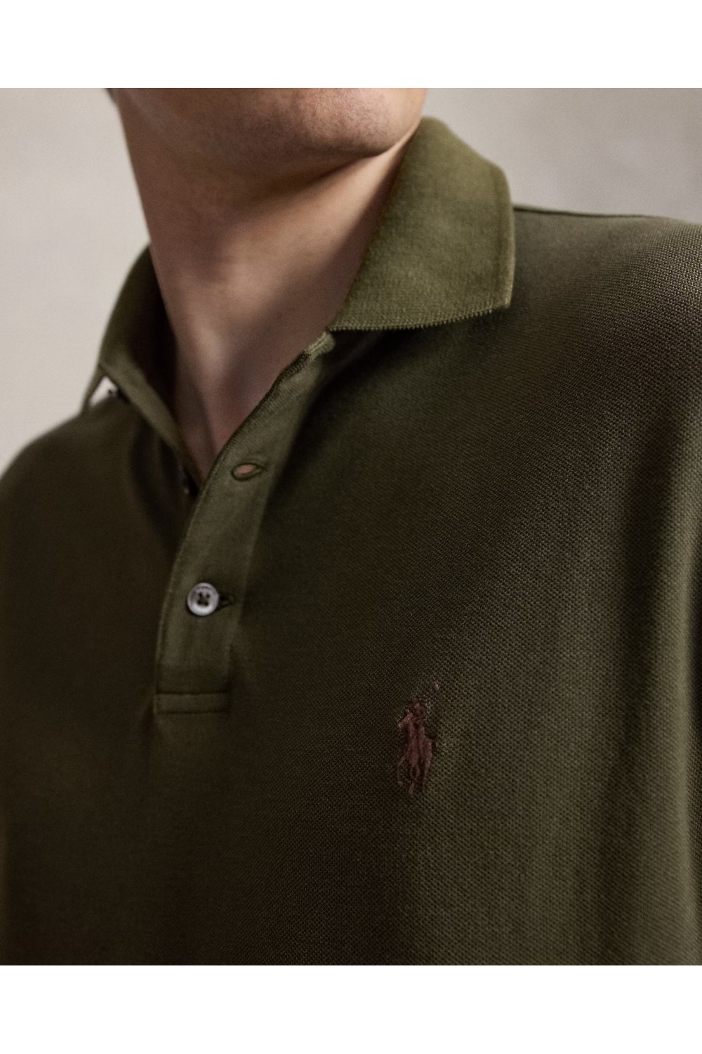 POLO RALPH LAUREN CUSTOM FIT MESH POLO OLIVE 710955081503
