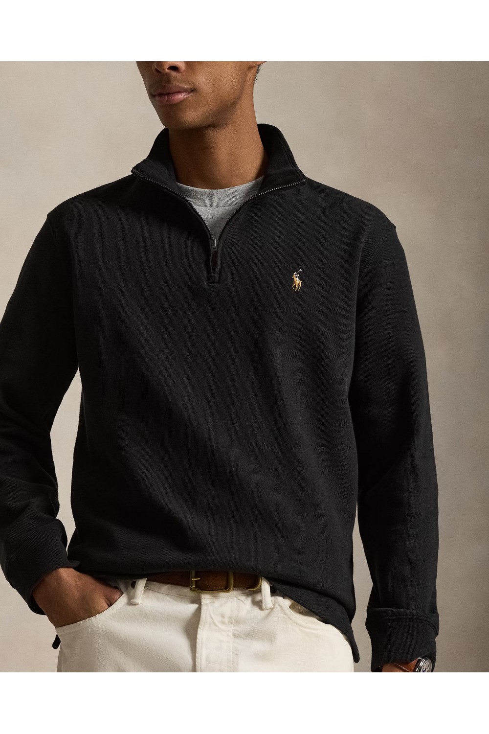 POLO RALPH LAUREN ESTATE RIB QUARTER-ZIP PULLOVER BLACK 710P07411002