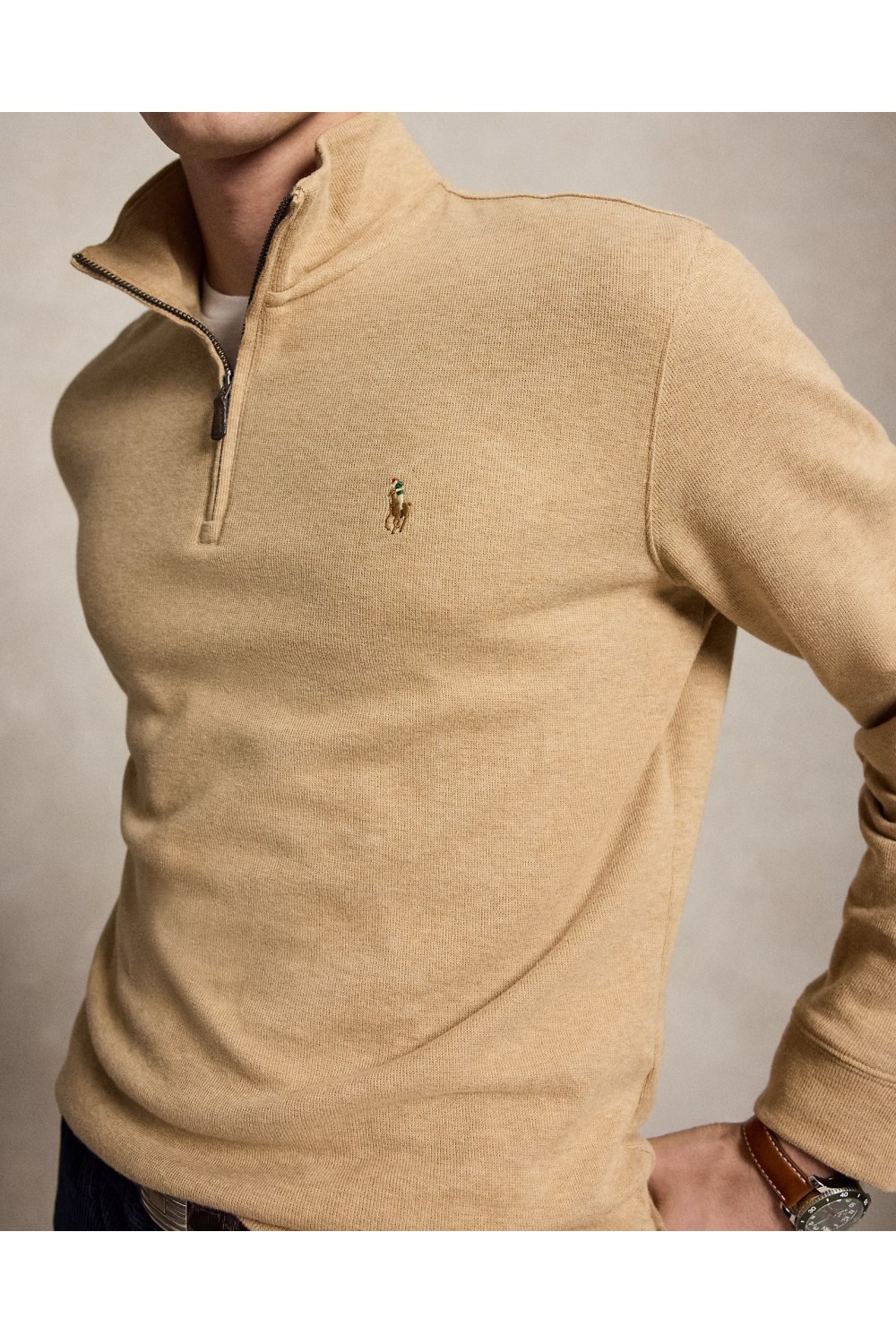 POLO RALPH LAUREN ESTATE-RIB QUARTER-ZEP PULLOVER 710P07411006