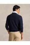 POLO RALPH LAUREN TEXTURED COTTON CREWNECK JUMPER NAVY 710918163001