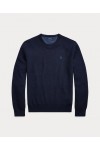 POLO RALPH LAUREN TEXTURED COTTON CREWNECK JUMPER NAVY 710918163001