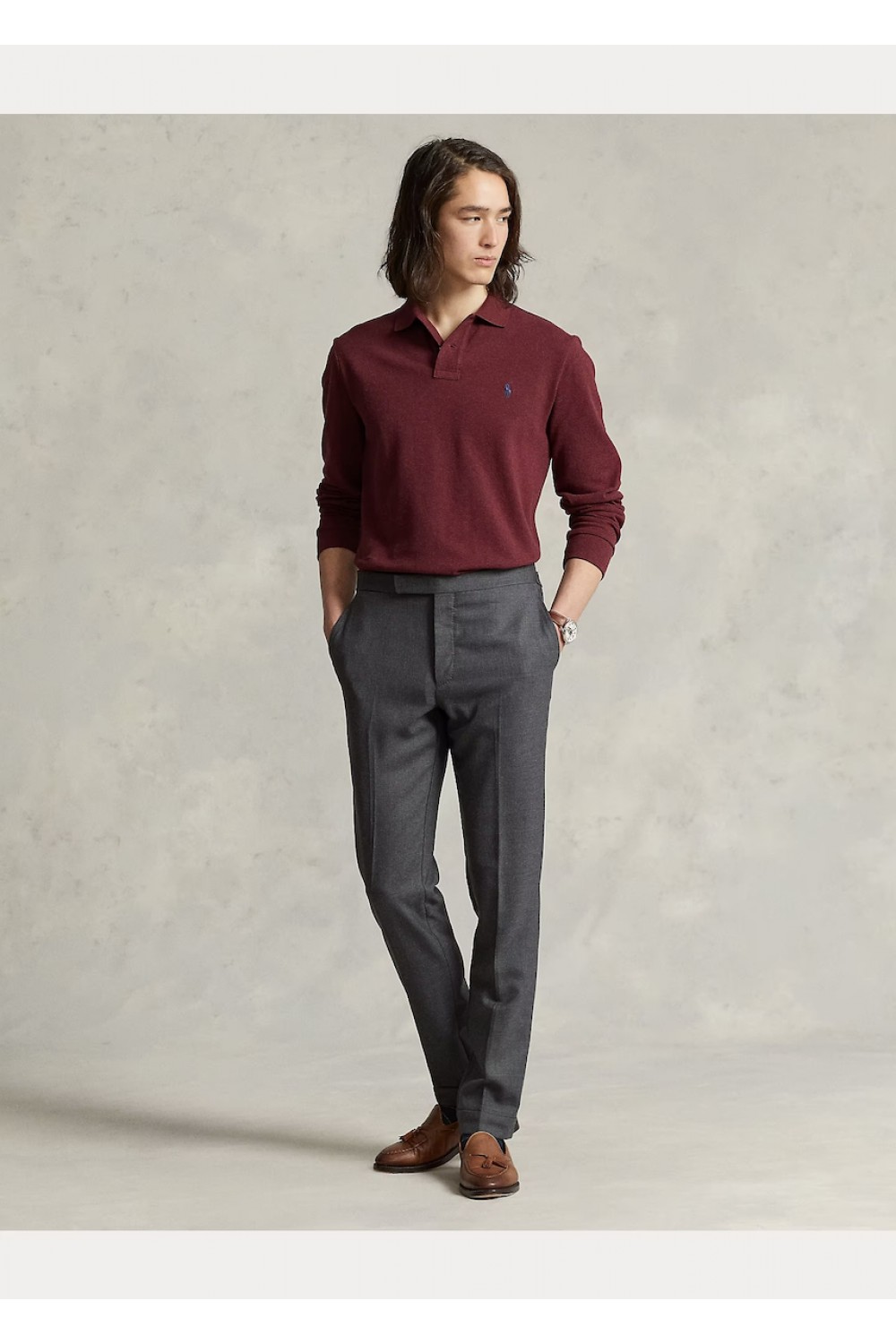 POLO RALPH LAUREN CUSTOM FIT MESH POLO SHIRT BORDEUX 710680790095