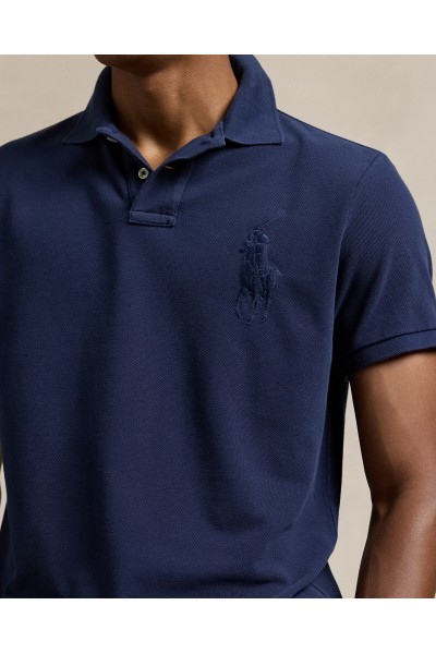 POLO RALPH LAUREN CUSTOM SLIM FIT BIG PONY MESH POLO SHIRT NAVY BLUE 710938137006