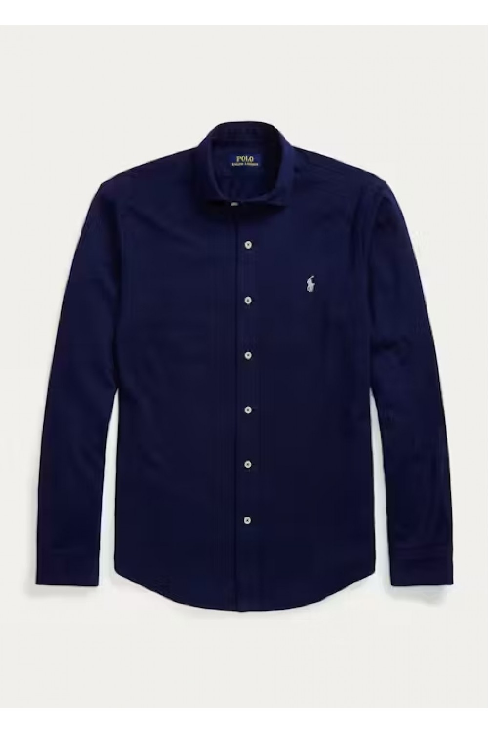 POLO RALPH LAUREN M CLASSICS JERSEY SPREAD-COLLAR SHIRT NAVY BLUE 710899386003