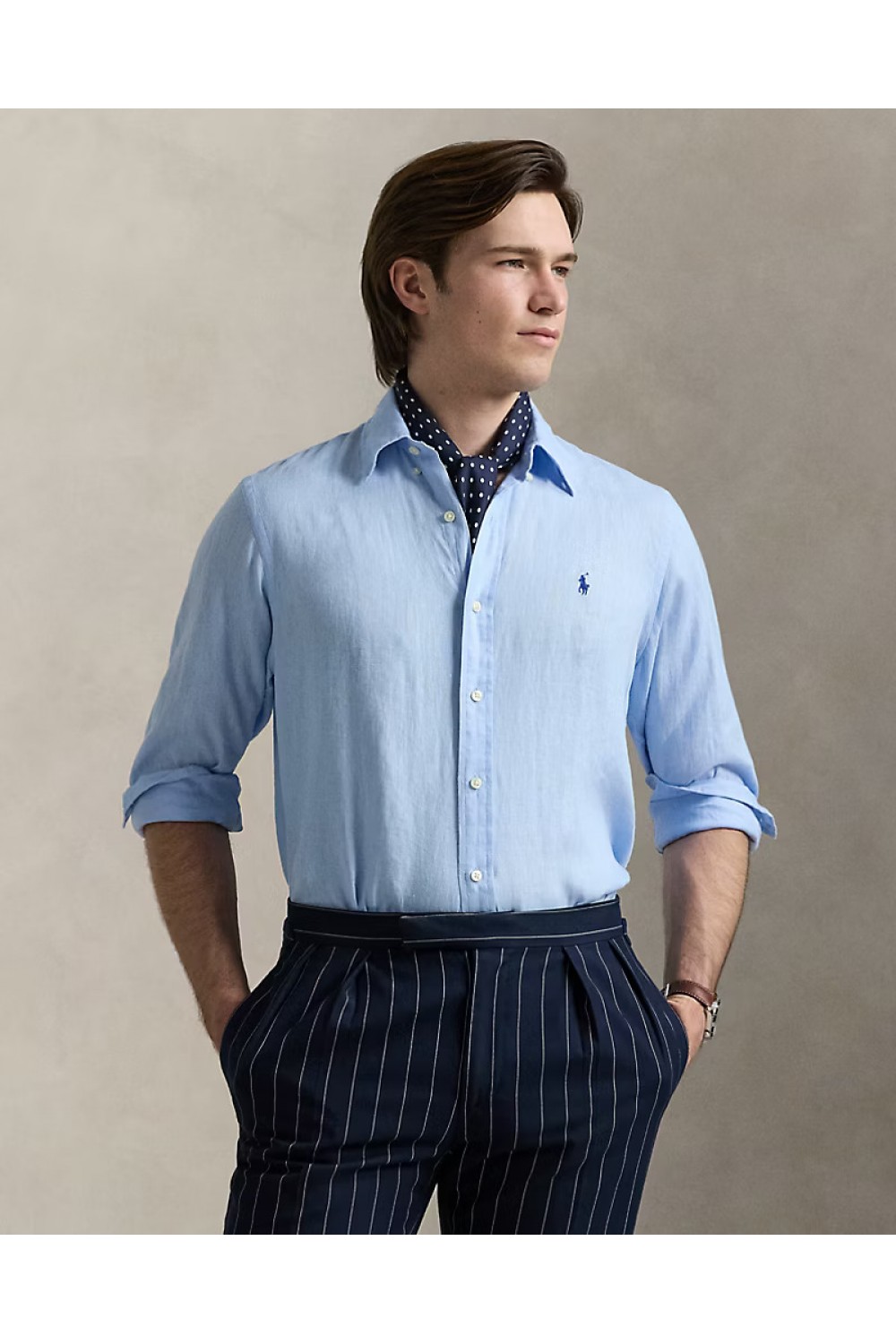 POLO RALPH LAUREN M CLASSICS LINEN SHIRT BLUE 710966294008