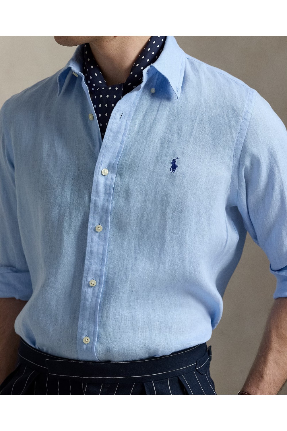 POLO RALPH LAUREN M CLASSICS LINEN SHIRT BLUE 710966294008