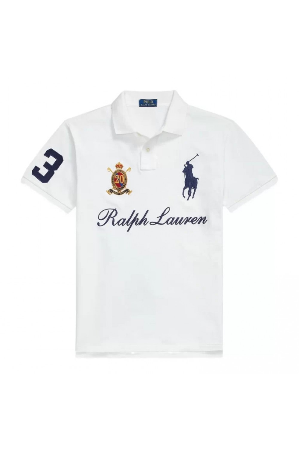 POLO RALPH LAUREN CUSTOM SLIM FIT POLO SHIRT BIG PONY WHITE 710P07311002