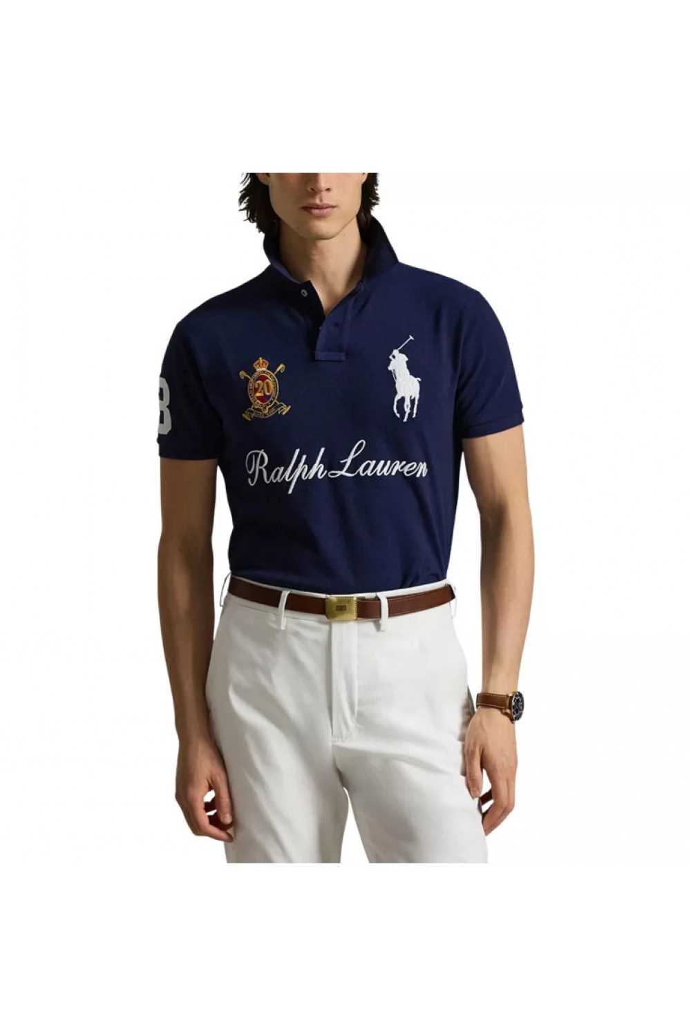 POLO RALPH LAUREN CUSTOM SLIM FIT POLO SHIRT BIG PONY NAVY BLUE 710P07311001